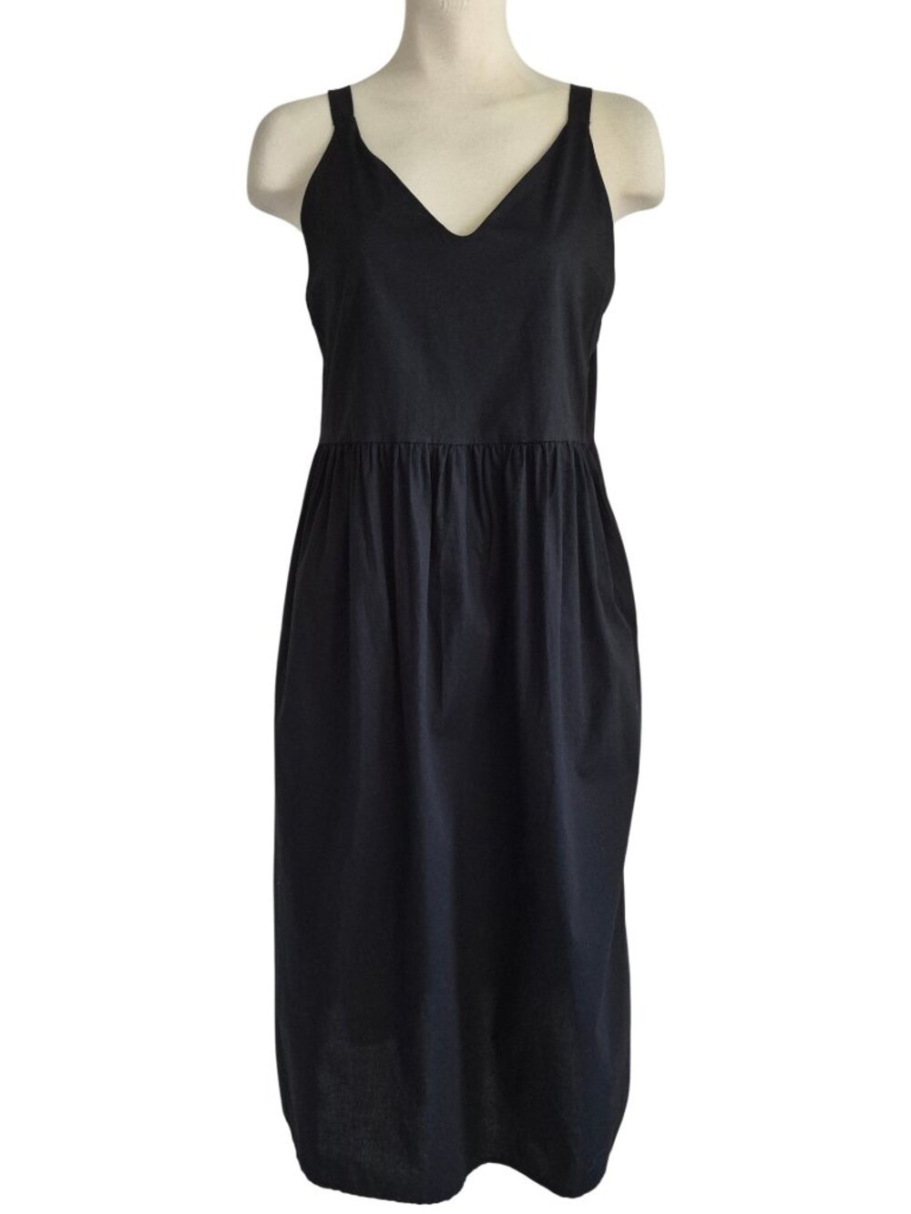 Bellambra Made in Italy Cotton Poplin Swing Midi Dress Black Size S/M